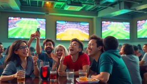 해외축구중계를 시청하며 응원하는 팬들의 모습