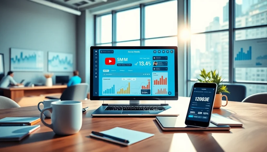 Boost engagement with the youtube smm panel, displayed in a modern digital marketing workspace.