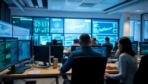 Network Monitoring Tampa team analyzing data in a modern office.