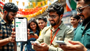 Engaging scene showcasing best sports betting sites India with diverse bettors analyzing sports odds.