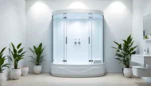 Genießen Sie die Eleganz der sonni Duschkabine in einem modernen Badezimmer mit gläsernen Türen.