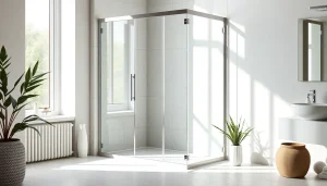 Installation d'une paroi de douche à l'italienne moderne dans une salle de bains élégante