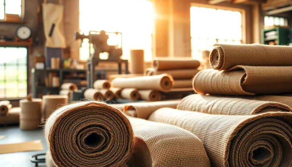 Behandelen van jute stoffen in een ambachtelijke werkplaats.