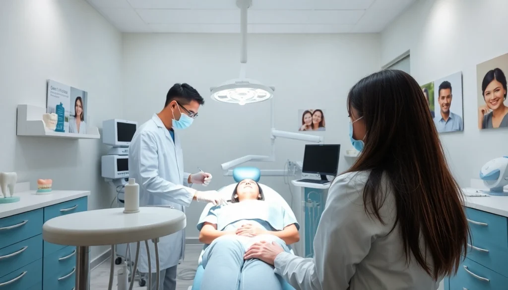 dental implant cost in kepong represented in a professional dental clinic setting showing a patient and dentist