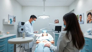 dental implant cost in kepong represented in a professional dental clinic setting showing a patient and dentist