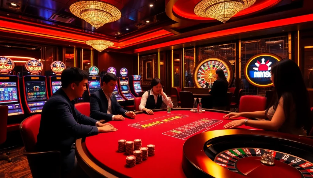 Experience high-stakes gambling at the MM88 casino with vibrant slots and poker excitement.