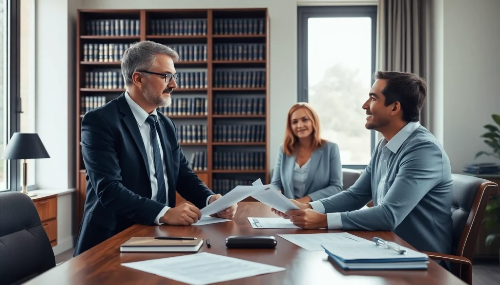 Engage a knowledgeable real estate lawyer during a consultation in a professional setting.