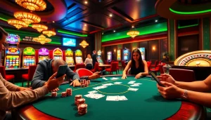 Experience the thrill of indibet apk download with lively gambling scenes showcasing poker, slots, and roulette.