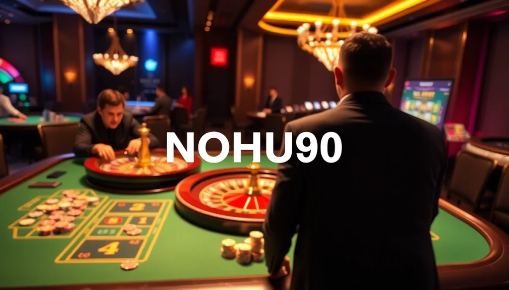 Experience the thrill of NOHU90 at a luxurious casino with vibrant games and winning action.