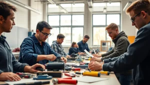Students learning at Trade School Knoxville TN, showcasing hands-on training and engaging environment.