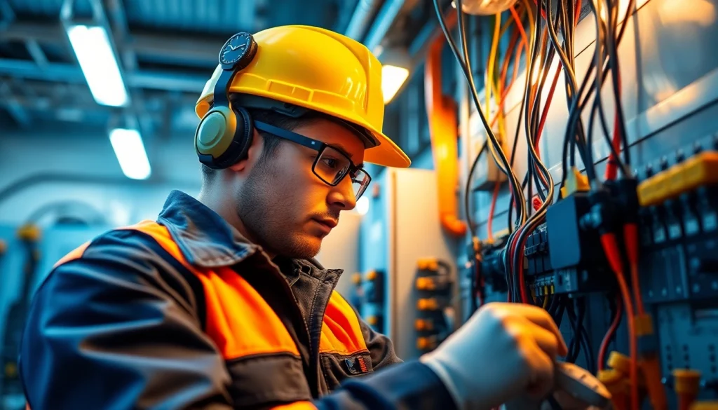 Wyoming Electrical Apprenticeship training with a focused electrician working on electrical systems.