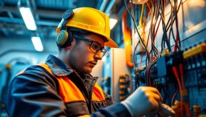 Wyoming Electrical Apprenticeship training with a focused electrician working on electrical systems.