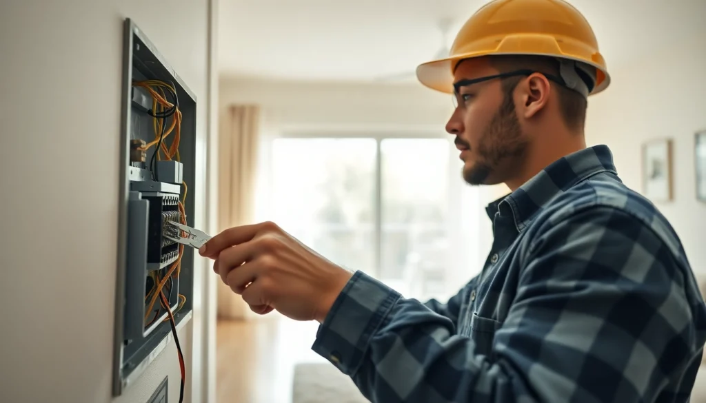 Electrician apprenticeship Hawaii with an apprentice focused on circuit panel installation.