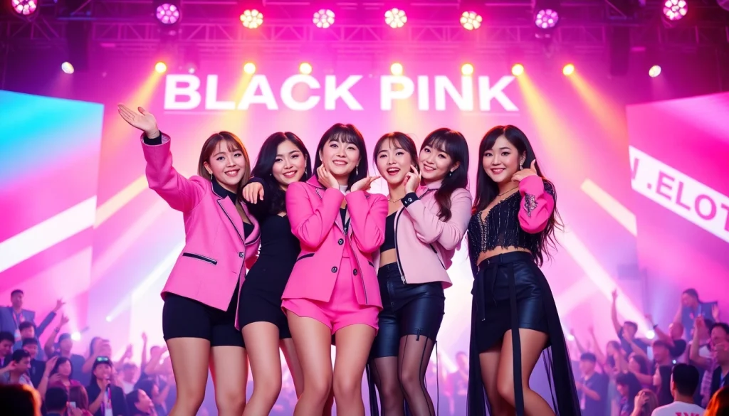 Cherish the essence of blackpink members celebrating their unity on stage.