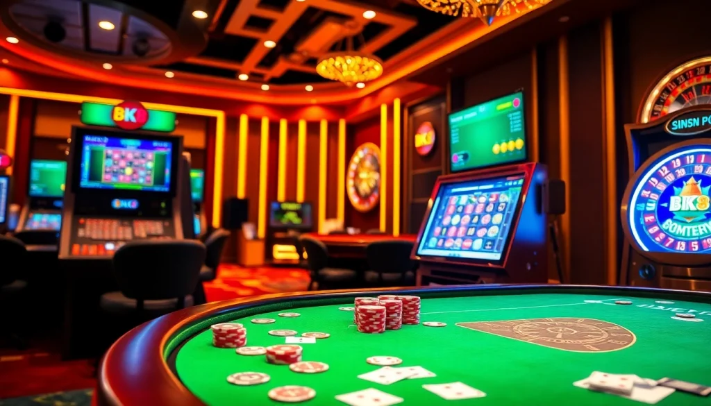 Players enjoying thrilling games at BK8 online casino with vibrant tables and modern interfaces.