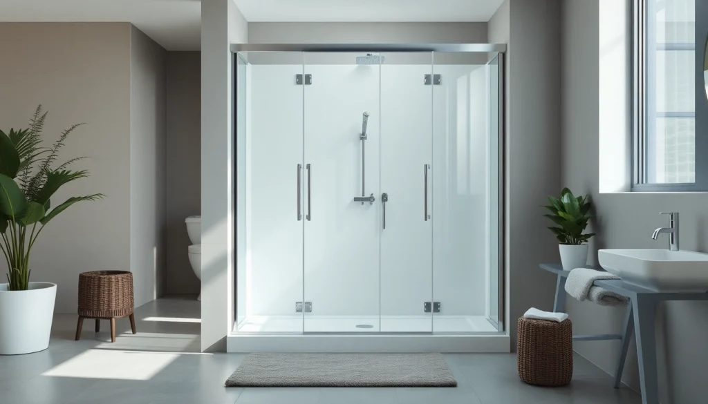 Erleben Sie eine elegante duschkabine 100x100 in einem modernen Badezimmer mit sanften Lichtakzenten.