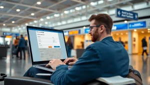 Efficiently completing the uk eta online application on a laptop in an airport.