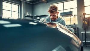 Apply ceramic coating near me on a luxury car for protective shine and durability.