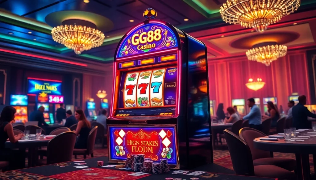 Experience the thrill of gg88 slot machines with vibrant colors and luxurious casino ambiance.