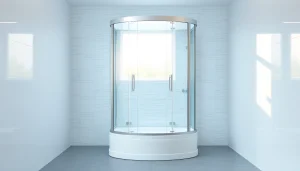 Duschkabine 90x90 komplett in elegantem Badezimmer mit modernen Design-Elementen.