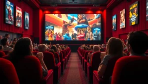 ดูหนัง ในโรงภาพยนตร์สีสันสดใส พร้อมผู้ชมตื่นเต้นและบรรยากาศอบอุ่น