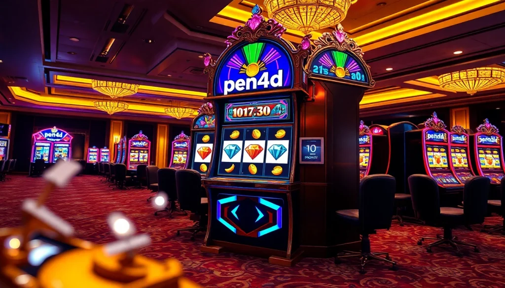 Engaging players winning high jackpots on the pen4d slot machine in a vibrant casino.