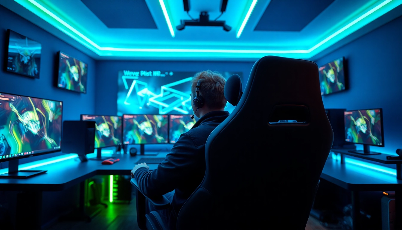 Graj w emocjonujące gry na PC w nowoczesnym otoczeniu z technologią gamingową.