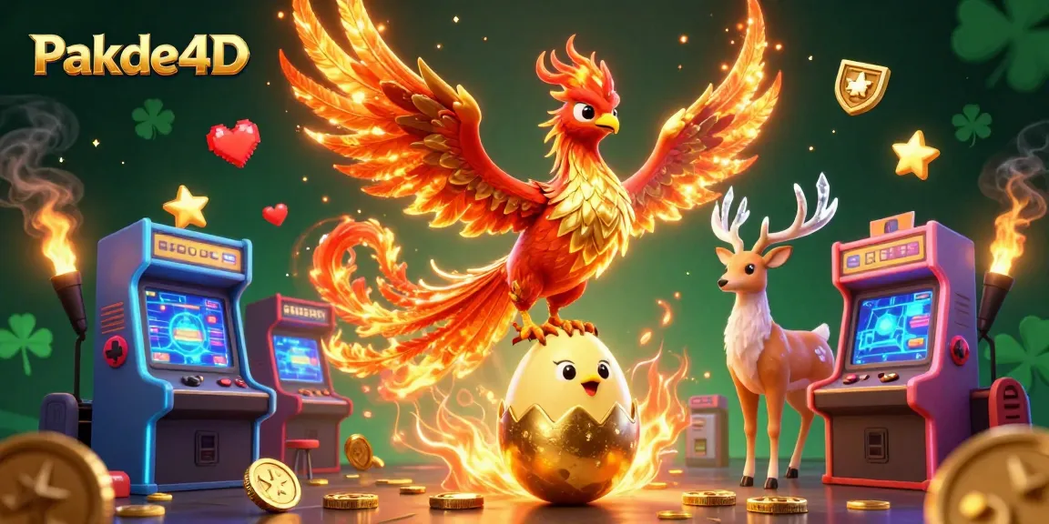 Engage with Pakde4D through an exciting animated scene featuring a phoenix and casino elements.