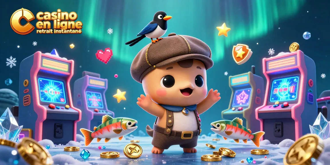 Visualisez une scène dynamique avec "casino en ligne retrait instantané", mettant en vedette Nessie et ses amis dans un environnement de jeu vibrant.