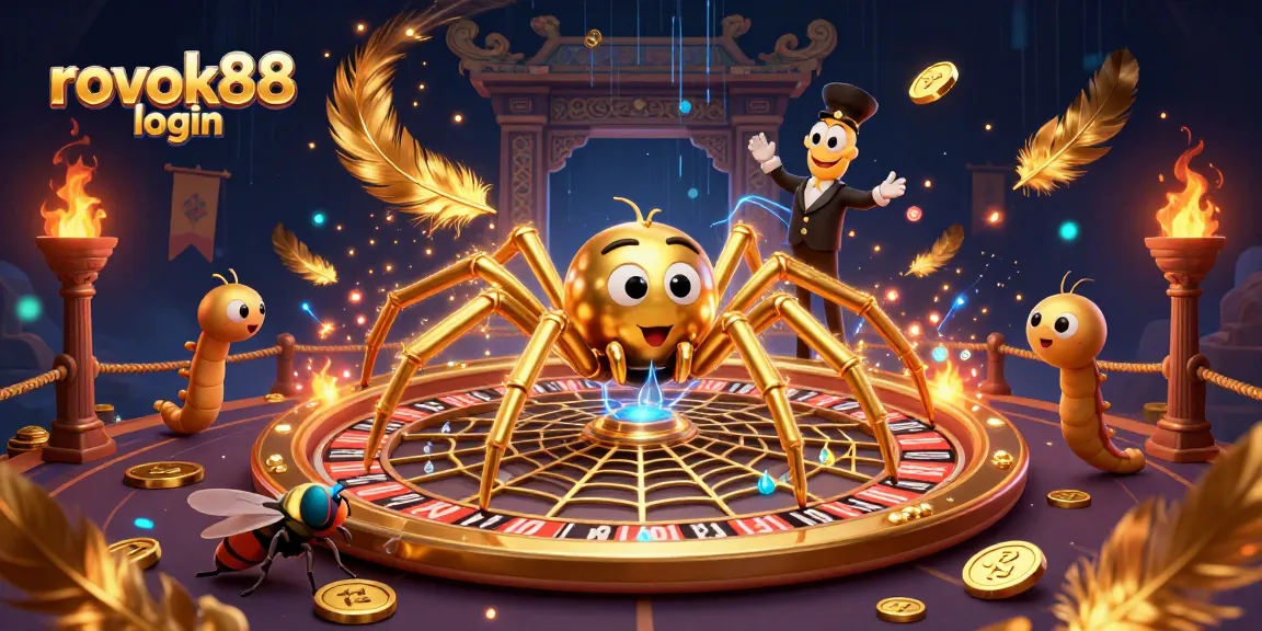 Experience excitement with rokok88 login, as the golden spider spins a roulette wheel web.