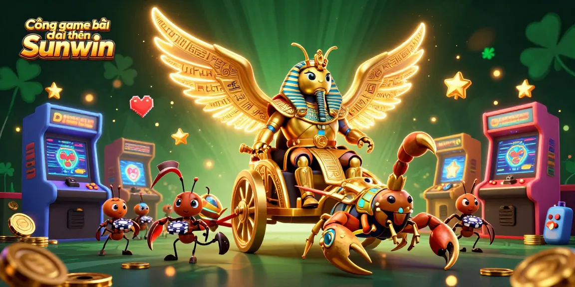 Engage in Cổng game bài đổi thưởng Sunwin with enchanting 3D characters, vibrant casino elements, and a captivating backdrop.