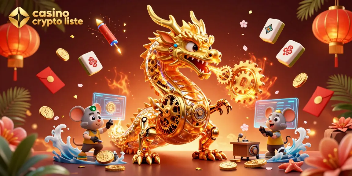 Jouez à la liste de casino crypto avec un dragon doré et des éléments de jeu dynamiques.