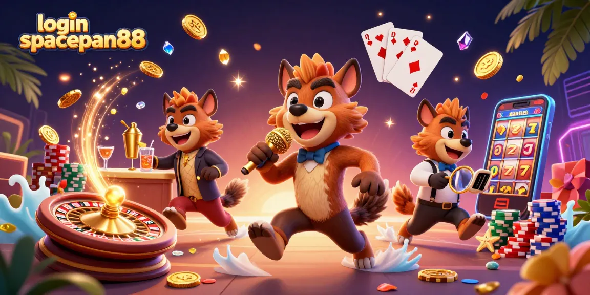 Experience exciting gameplay at login spaceman88 with playful hyena characters in a vibrant casino scene.